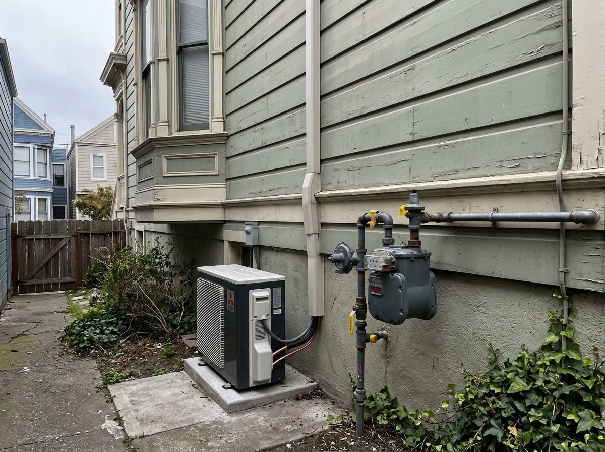 Timeline graphic showing Bay Area gas water heater phase-out in 2027 and gas furnace phase-out in 2029