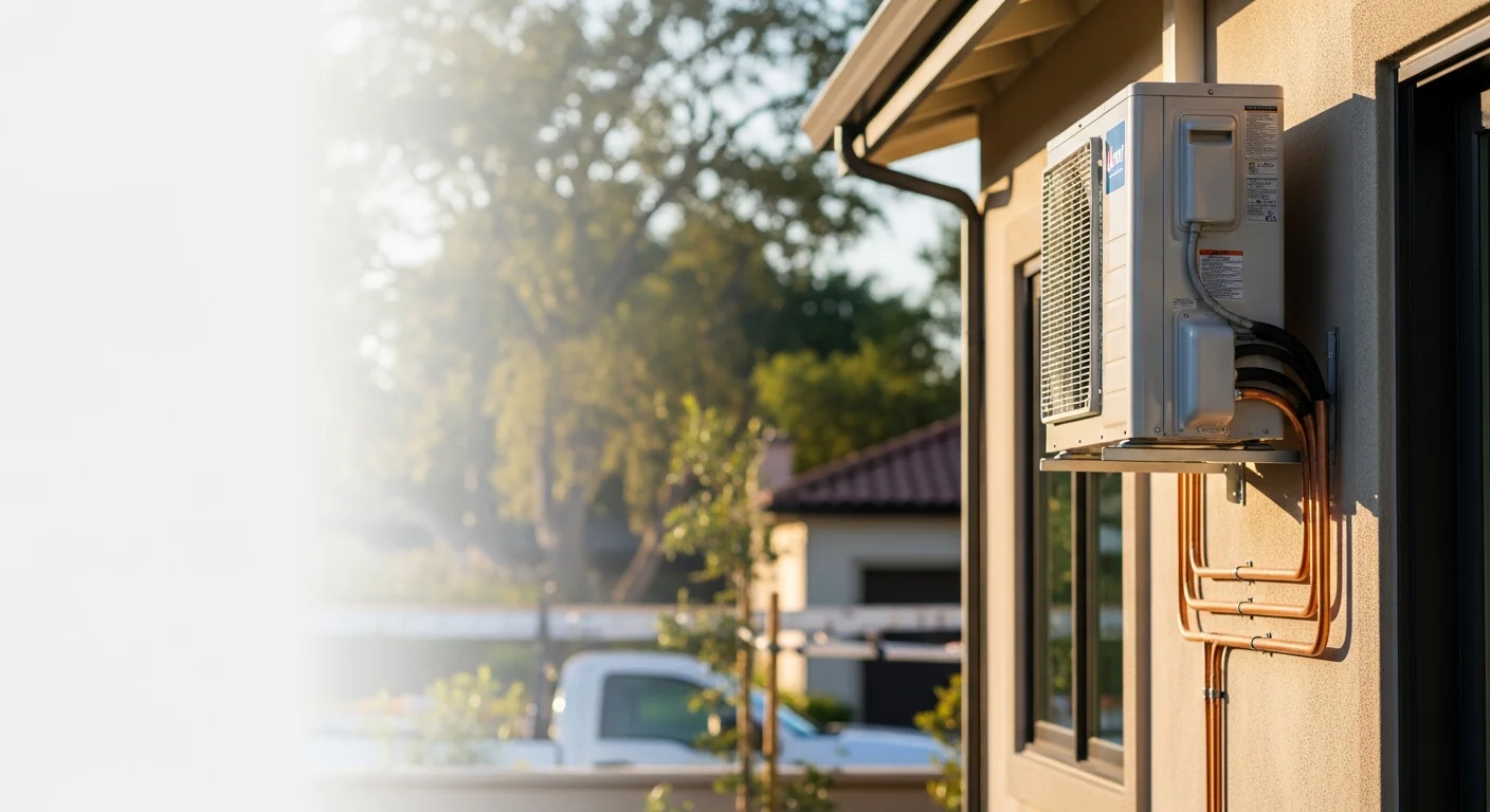 HVAC technician installing heating and cooling system in residential home